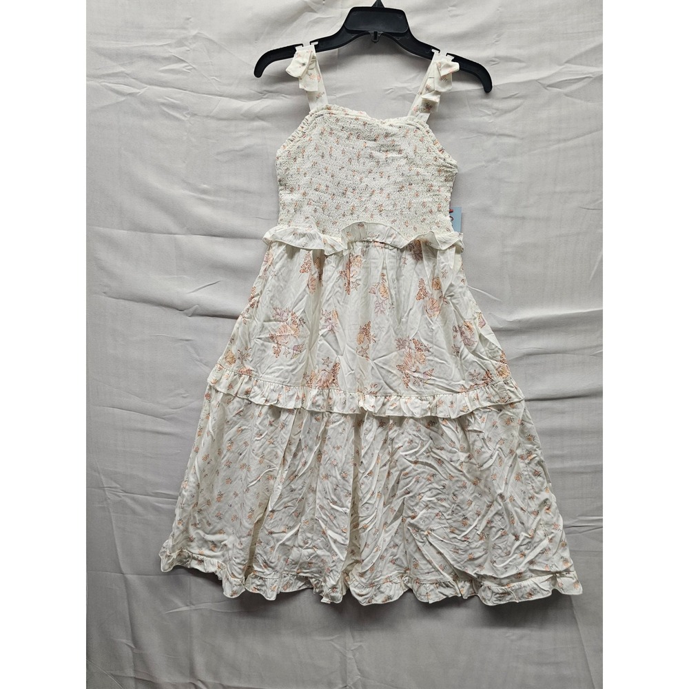 Cat & Jack Girls Cream Floral Smocked Tiered Maxi Dress Size L 10/12 NWT